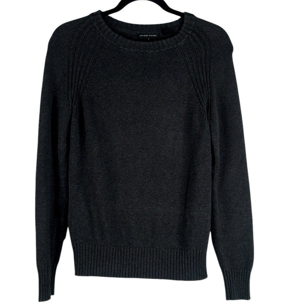 Jeanne Pierre Gray Knit Crewneck Fall Winter Minimalist Sweater Size Small